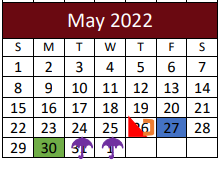 District School Academic Calendar for Hallettsville Junior High for May 2022