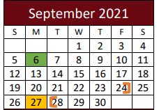 District School Academic Calendar for Hallettsville Junior High for September 2021