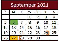 District School Academic Calendar for G O A L S Program for September 2021