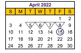 District School Academic Calendar for Hallsville J H for April 2022