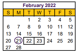 District School Academic Calendar for Hallsville J H for February 2022