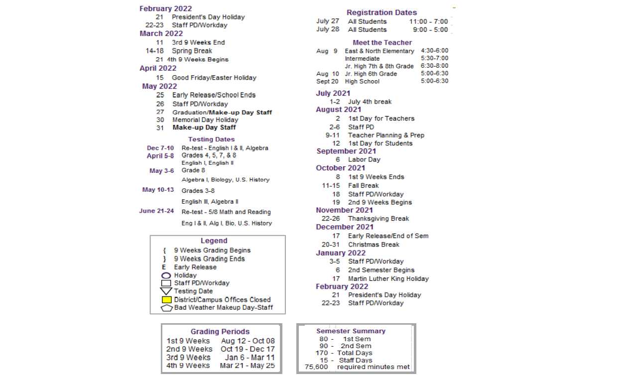 District School Academic Calendar Key for Hallsville Pri