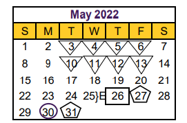 District School Academic Calendar for Hallsville H S for May 2022