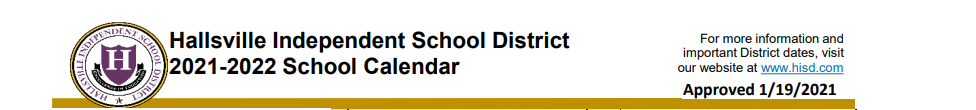 District School Academic Calendar for Hallsville Intermediate School