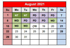 District School Academic Calendar for Hamilton High School for August 2021