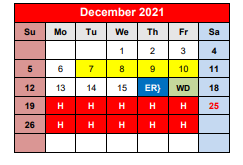 District School Academic Calendar for Hamilton Junior High School for December 2021