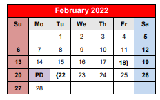 District School Academic Calendar for Hamilton High School for February 2022