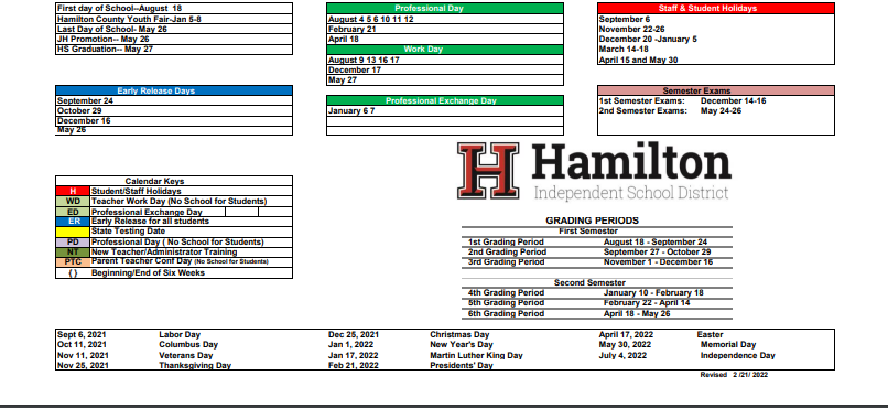 District School Academic Calendar Key for Ann Whitney Elementary