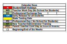 District School Academic Calendar Legend for Ann Whitney Elementary