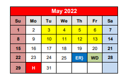 District School Academic Calendar for Ann Whitney Elementary for May 2022