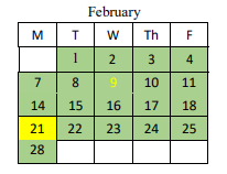 District School Academic Calendar for East Ridge Middle School for February 2022