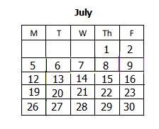 District School Academic Calendar for East Lake Elementary for July 2021