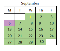 District School Academic Calendar for East Side Elementary for September 2021