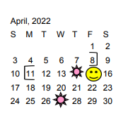 District School Academic Calendar for Hamshire-fannett Elementary for April 2022