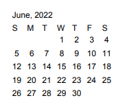 District School Academic Calendar for Jefferson Co J J A E P for June 2022