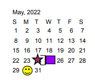 District School Academic Calendar for Hamshire-fannett Intermediate for May 2022