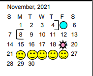 District School Academic Calendar for Hamshire-fannett Middle for November 2021