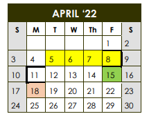 District School Academic Calendar for Hardin/chambers Ctr for April 2022