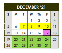 District School Academic Calendar for Gulf Coast High School for December 2021