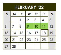 District School Academic Calendar for Hardin/chambers Ctr for February 2022