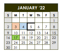 District School Academic Calendar for Hardin/chambers Ctr for January 2022