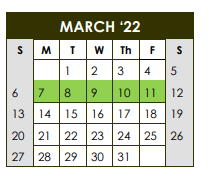 District School Academic Calendar for Hardin/chambers Ctr for March 2022