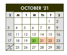 District School Academic Calendar for Gulf Coast High School for October 2021