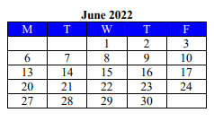 District School Academic Calendar for Sour Lake Elementary for June 2022