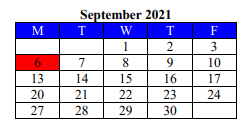 District School Academic Calendar for Hardin Co J J A E P for September 2021