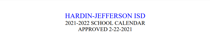 District School Academic Calendar for Sour Lake Elementary