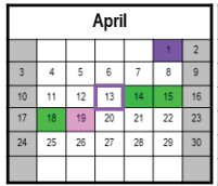 District School Academic Calendar for Youths Benefit Elementary for April 2022