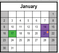 District School Academic Calendar for Halls Cross Roads Elementary for January 2022