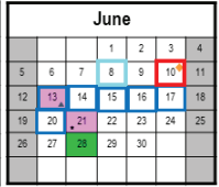 District School Academic Calendar for William S. James Elementary for June 2022