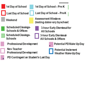 District School Academic Calendar Legend for John Archer School