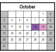 District School Academic Calendar for Youths Benefit Elementary for October 2021