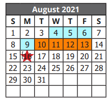 District School Academic Calendar for Frank M Tejeda Academy for August 2021