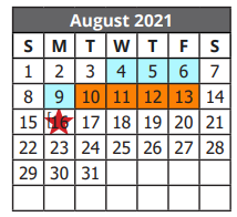 District School Academic Calendar for Bellaire Elementary for August 2021