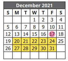 District School Academic Calendar for Morrill Elementary for December 2021