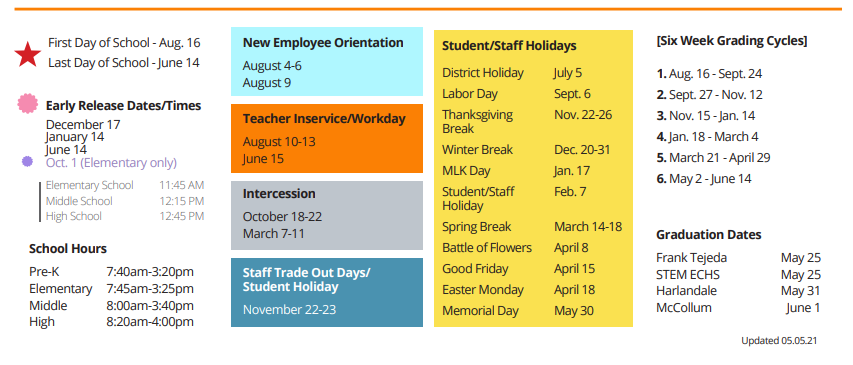 District School Academic Calendar Key for Collier Elementary