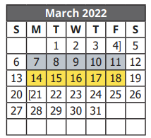 District School Academic Calendar for Gillette Elementary for March 2022