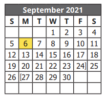 District School Academic Calendar for Rayburn Elementary for September 2021