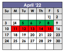 District School Academic Calendar for Harleton Junior High for April 2022