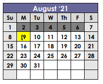 District School Academic Calendar for Harleton Junior High for August 2021