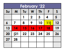 District School Academic Calendar for Harleton Elementary for February 2022