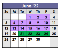 District School Academic Calendar for Harleton Elementary for June 2022