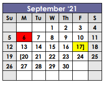 District School Academic Calendar for Harleton Junior High for September 2021