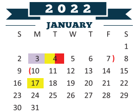 District School Academic Calendar for Early College High School for January 2022