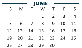 District School Academic Calendar for Edna Tamayo House for June 2022
