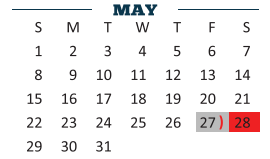 District School Academic Calendar for Harlingen High School - South for May 2022