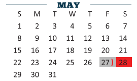 District School Academic Calendar for Edna Tamayo House for May 2022